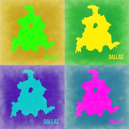 Framed Dallas Pop Art Map 2 Print