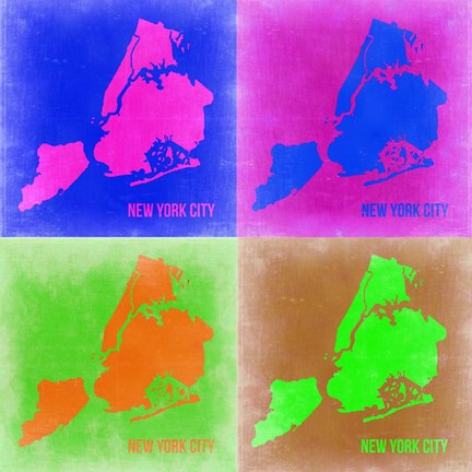 Framed New York Pop Art Map 2 Print