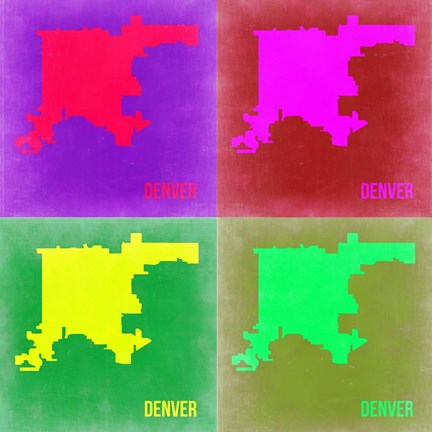 Framed Denver DC Pop Art Map 2 Print