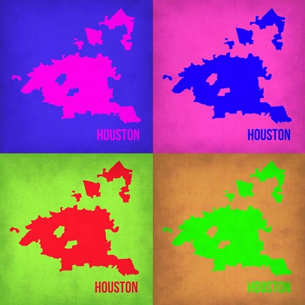 Framed Houston Pop Art Map 1 Print