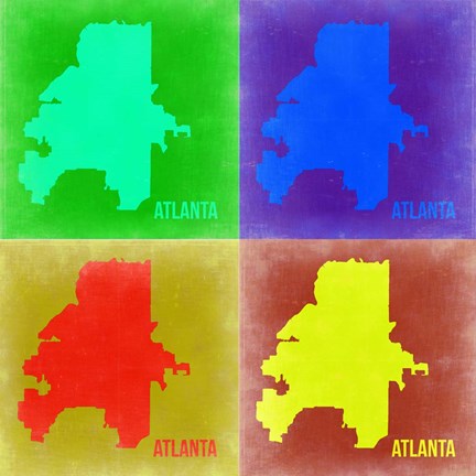 Framed Atlanta Pop Art Map 2 Print