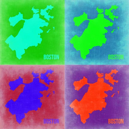 Framed Boston Pop Art Map 2 Print