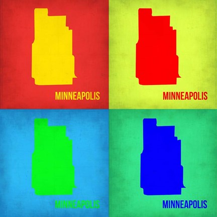 Framed Minneapolis Pop Art Map 1 Print