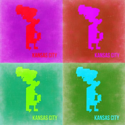 Framed KansasCity Pop Art Map 2 Print