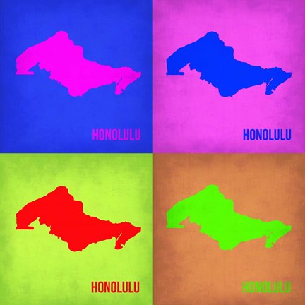 Framed Honolulu Pop Art Map 1 Print