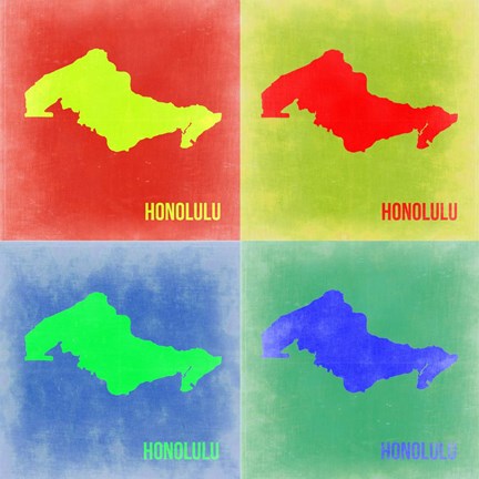 Framed Honolulu Pop Art Map 2 Print