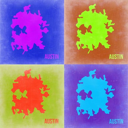 Framed Austin Pop Art Map 2 Print