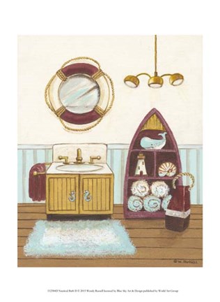 Framed Nautical Bath II Print