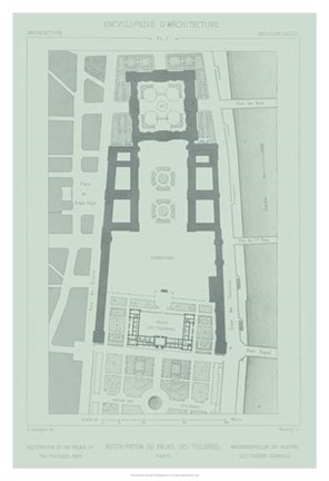 Framed Mint &amp; Slate Garden Plan I Print
