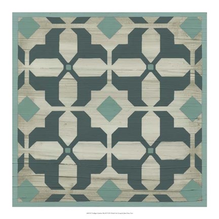 Framed Verdigris Garden Tile II Print