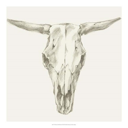 Framed Western Skull Mount II Print