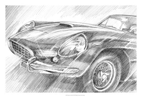 Framed Sports Car Study II Print