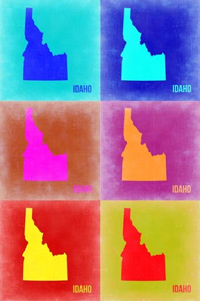 Framed Idaho Pop Art Map 2 Print