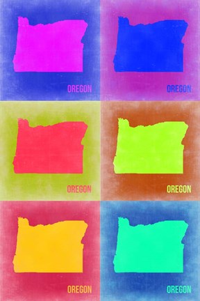 Framed Oregon Pop Art Map 2 Print