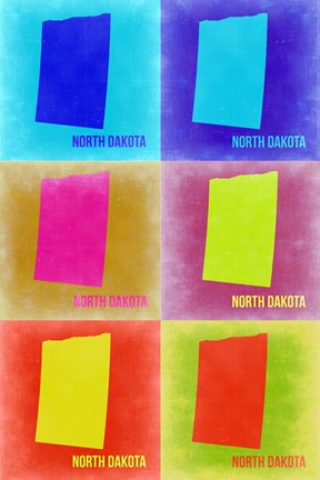 Framed North Dakota Pop Art Map 2 Print