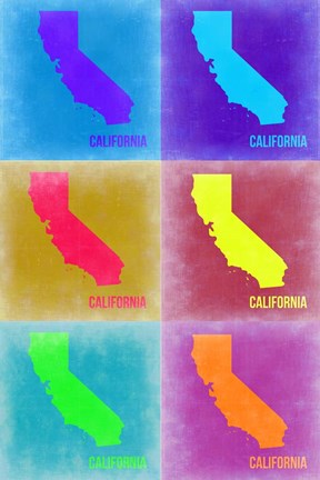 Framed California Pop Art Map 2 Print