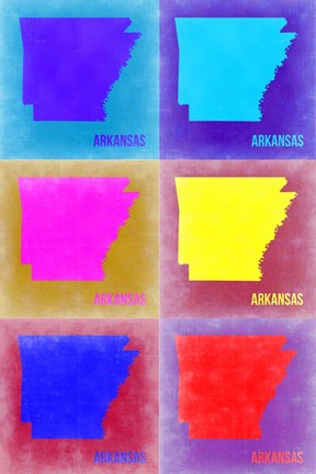 Framed Arkansas Pop Art Map 2 Print