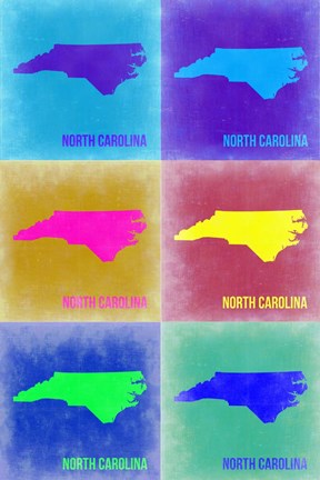 Framed North Carolina Pop Art Map 2 Print