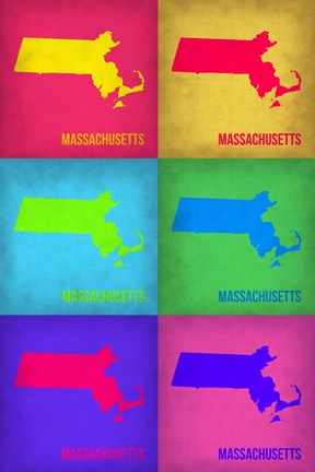 Framed Massachusetts Pop Art Map 1 Print