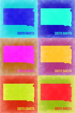 Framed South Dakota Pop Art Map 2 Print