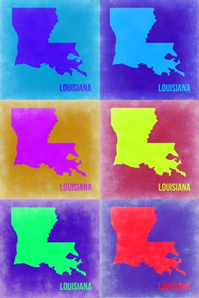 Framed Louisiana Pop Art Map 2 Print