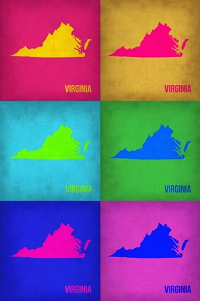 Framed Virginia Pop Art Map 1 Print