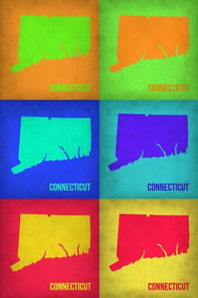 Framed Connecticut Pop Art Map 1 Print