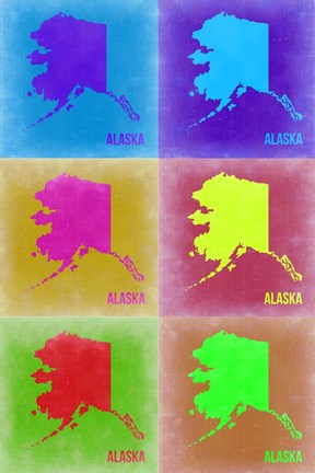 Framed Alaska Pop Art Map 2 Print