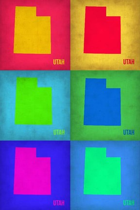 Framed Utah Pop Art Map 1 Print
