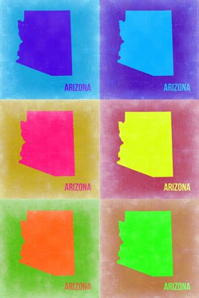 Framed Arizona Pop Art Map 3 Print