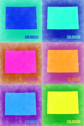 Framed Colorado Pop Art Map 2 Print