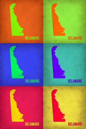 Framed Delaware Pop Art Map 1 Print
