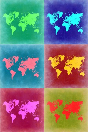 Framed World Map Pop Art 4 Print