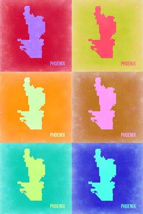 Framed Phoenix Pop Art Map 3 Print