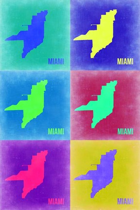 Framed Miami Pop Art Map 3 Print