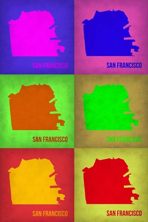 Framed San Francisco Pop Art Map 3 Print