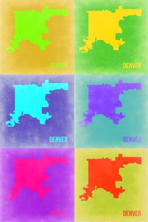 Framed Denver Pop Art Map 3 Print