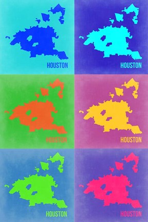 Framed Houston Pop Art Map 3 Print