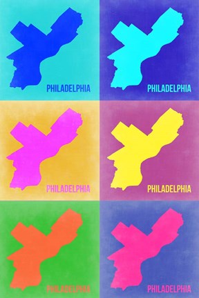 Framed Philadelphia Pop Art Map 3 Print
