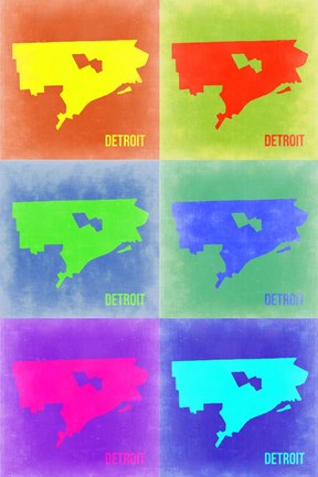 Framed Detroit Pop Art Map 3 Print