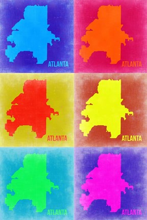 Framed Atlanta Pop Art Map 3 Print