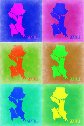 Framed Seattle Pop Art Map 3 Print