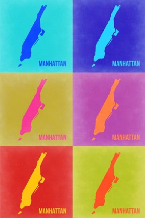 Framed Manhattan Pop Art Map 3 Print