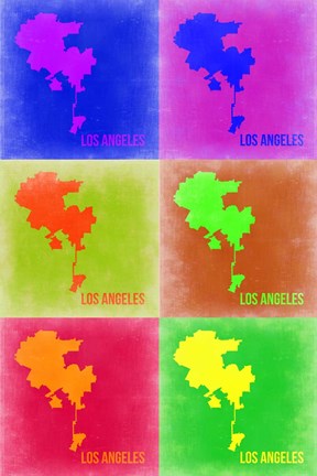 Framed Los Angeles Pop Art Map 3 Print