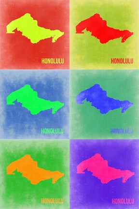 Framed Honolulu  Pop Art Map 3 Print