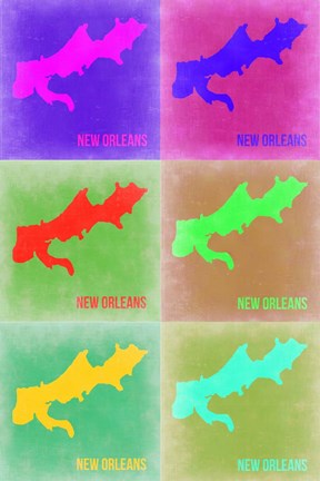 Framed New Orleans Pop Art Map 3 Print