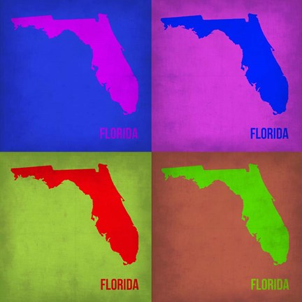 Framed Florida Pop Art Map 1 Print