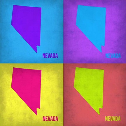 Framed Nevada Pop Art Map 1 Print