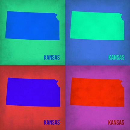 Framed Kansas Pop Art Map1 Print
