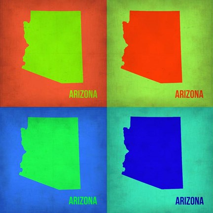 Framed Arizona Pop Art Map1 Print